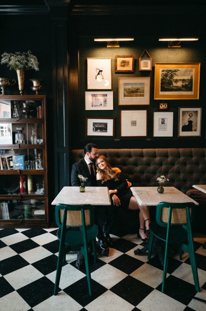 Color photo of bride and groom engagement photo 