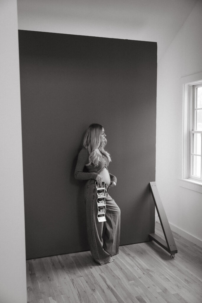 Photo of a mother expecting first baby in a studio in New York